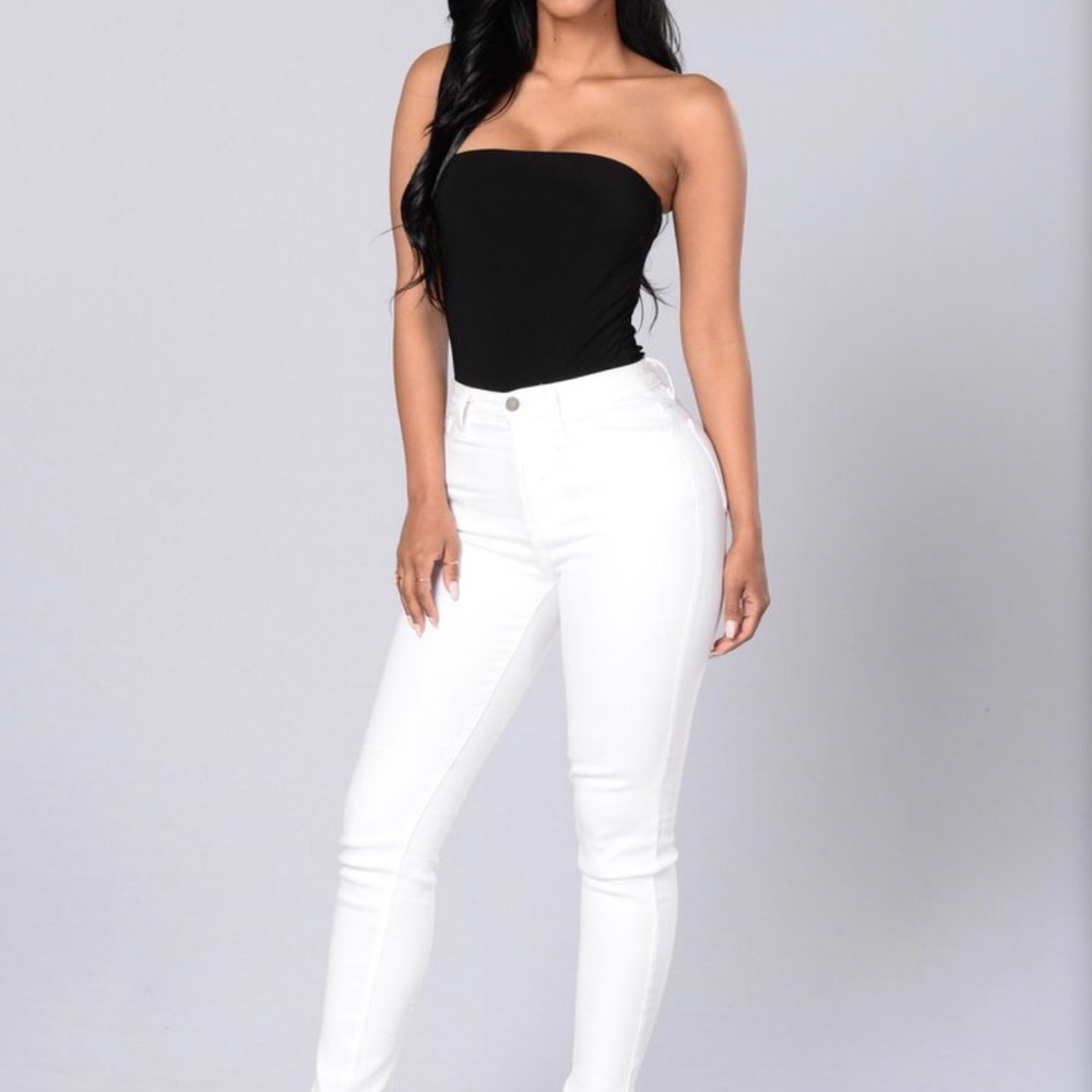 Black tube top body suit